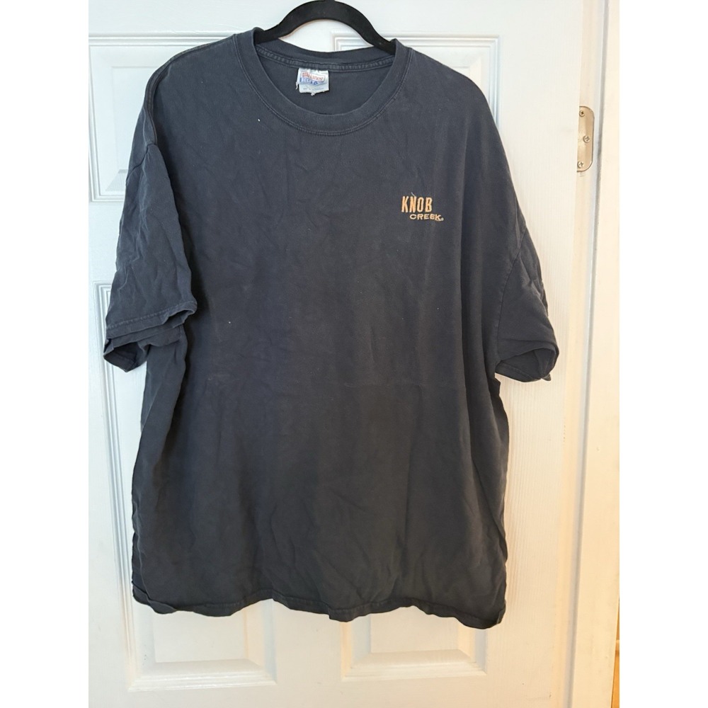 Knob Creek Bourbon Vintage Black T Shirt with Yellow Embroidery Men's XXL 2XL‎